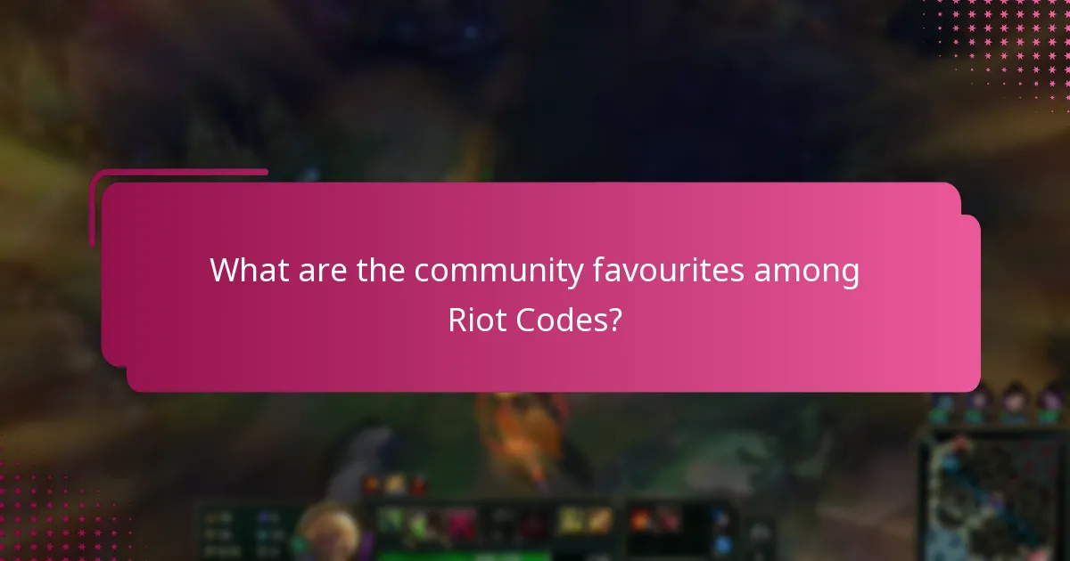 What are the community favourites among Riot Codes?